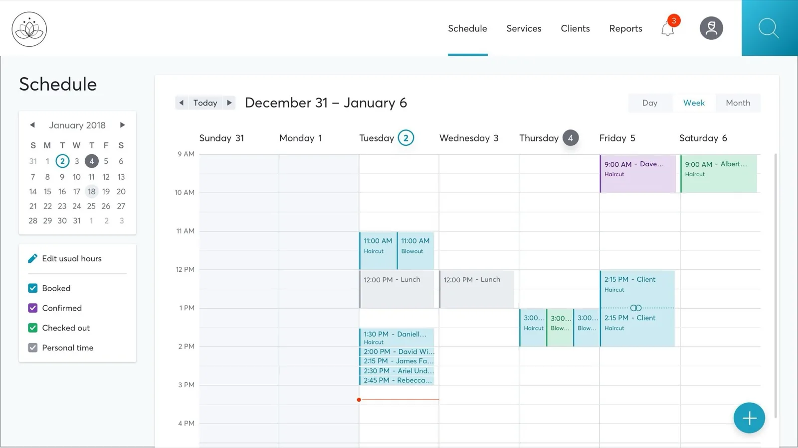 Desktop calendar — week view
